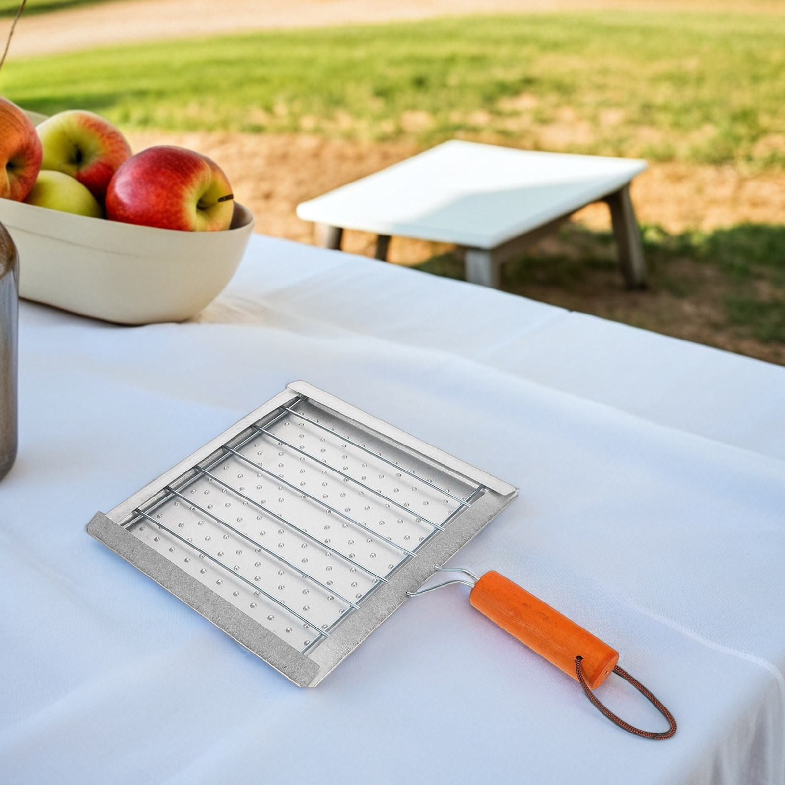 Camping Cooking Top - Taşınabilir Kare Ahşap Saplı Tost Rafı,