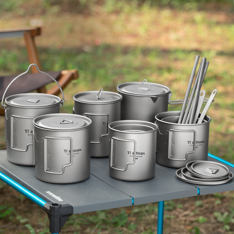 Camping Cooking Cup - Tiartisan Açık Titanyum Hafif Taşınabilir Çay