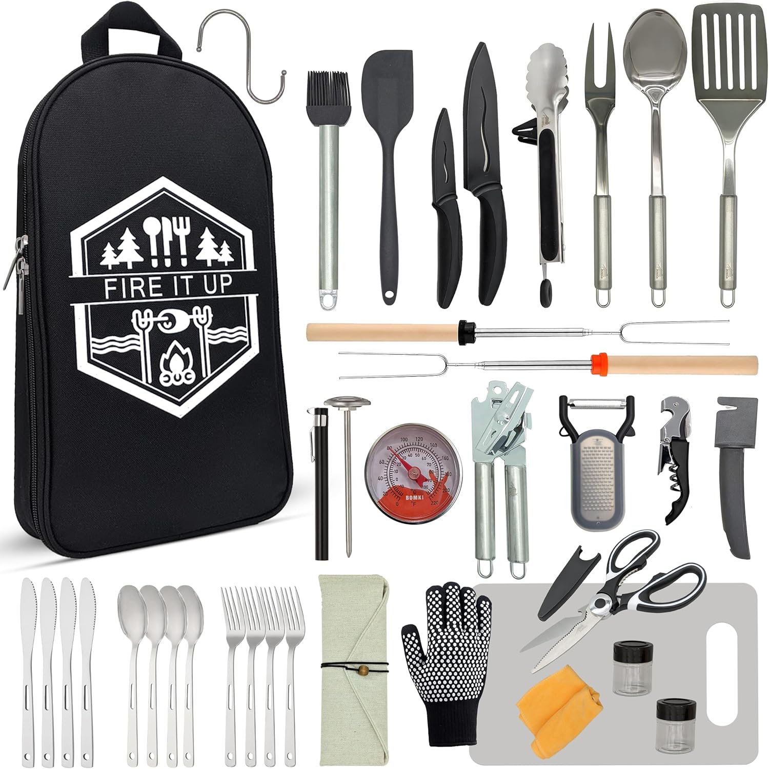 Camping Cooking Essentials Kit - Açık Hava Mangalı için Kamp Barbekü