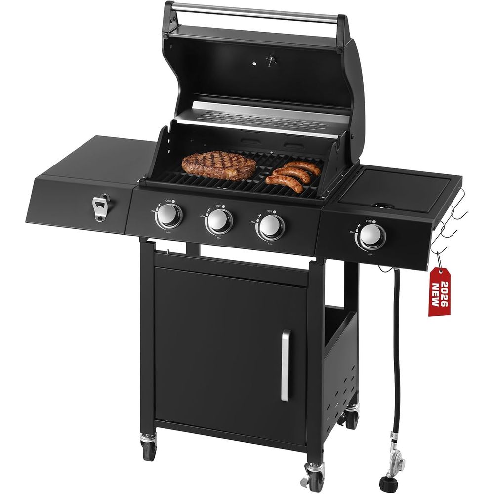 Camping Cooking Top - 3 Brülörlü Propan Gazlı Izgara ve