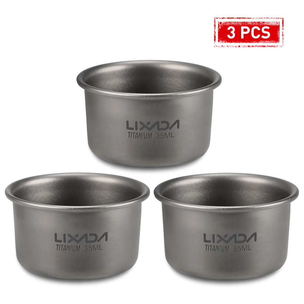 Camping Cooking Cup - 1/3 adet Lixada 35ml Mini titanyum