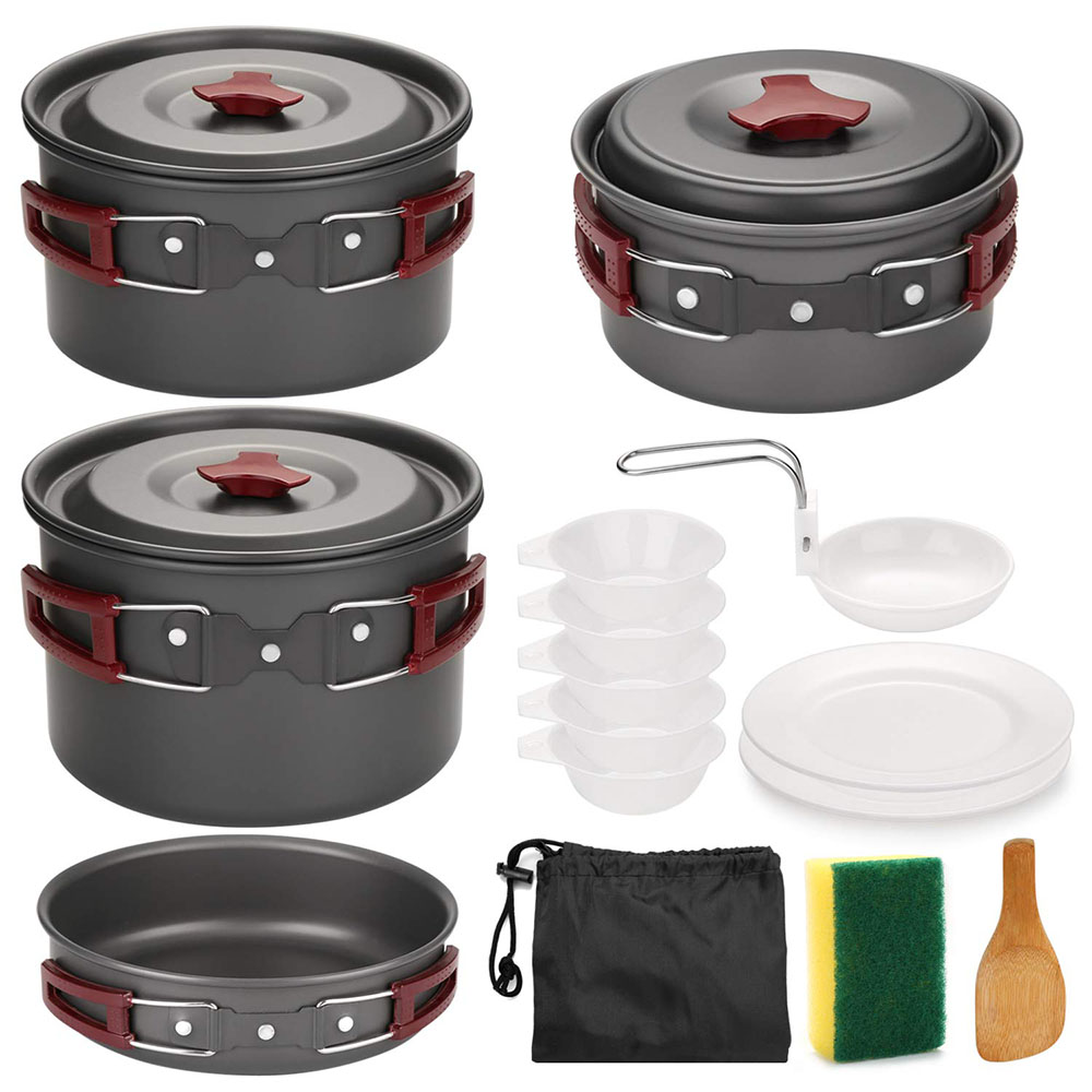 Camping Cooking Pots And Pans - Açık Kamp Tencere Seti Yapışmaz Kamp