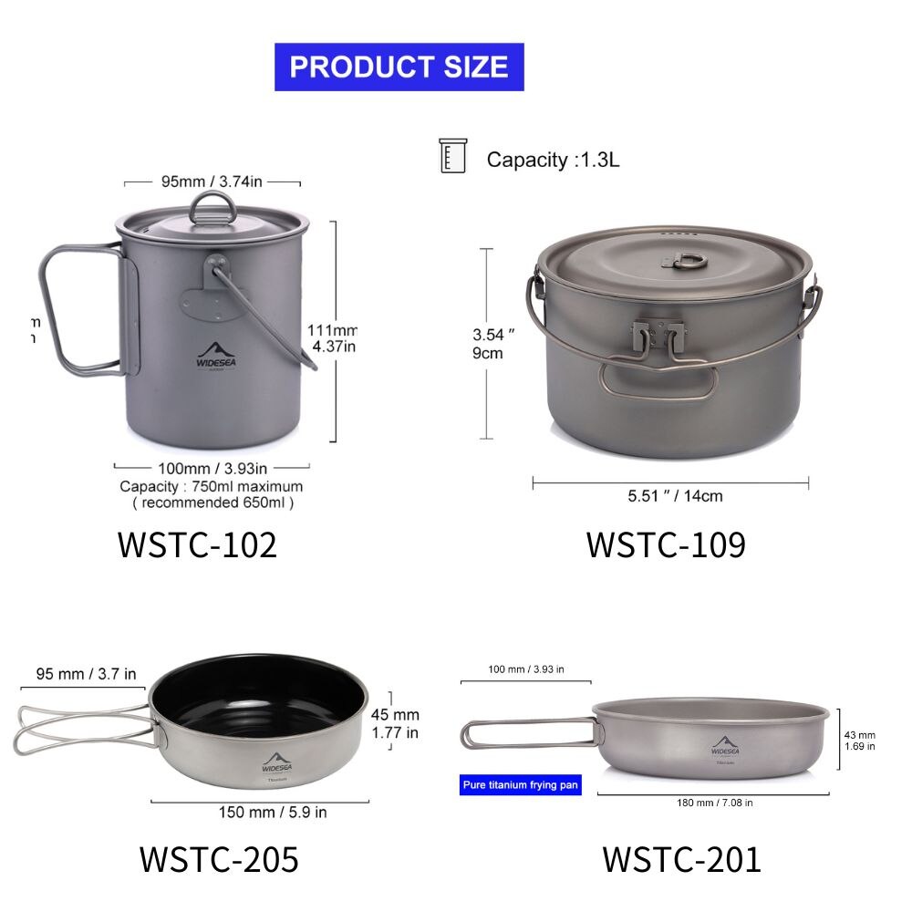 Widesea kamp sofra titanyum te - Camping Cooking Pots And Pans incelemesi ve fiyatı