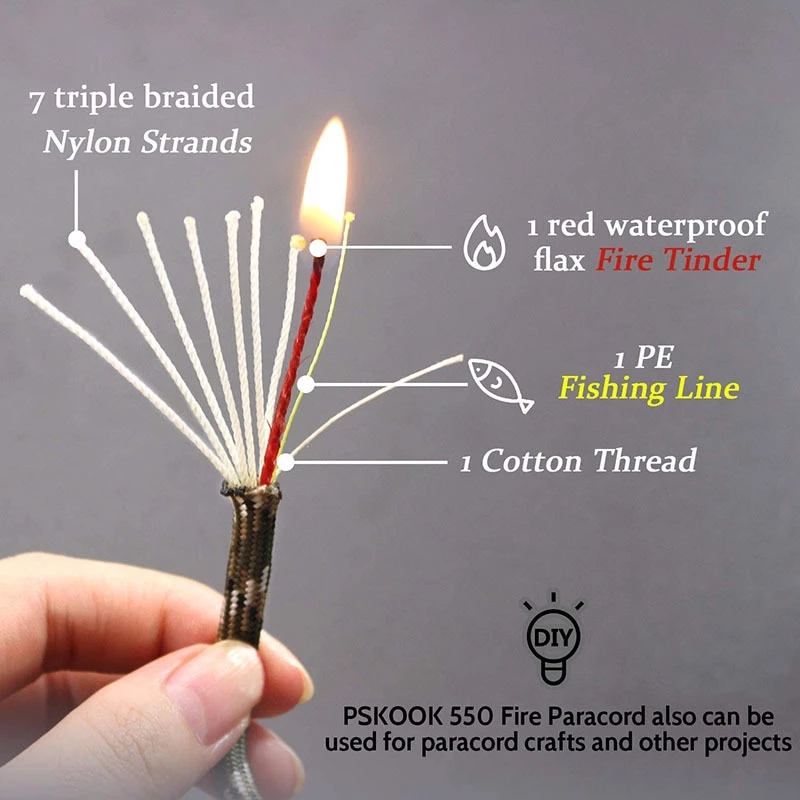 10-core Paracord 550 4mm açık  - Camping Cooking Fire incelemesi ve fiyatı