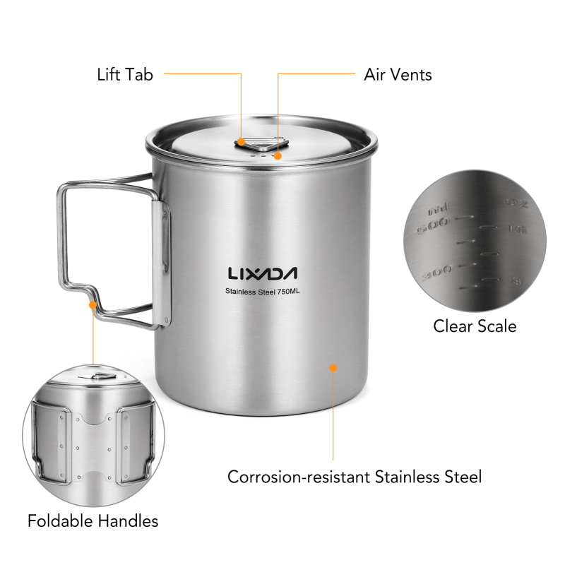 Lixada 750ml fincan açık pasla - Camping Cooking Cup incelemesi ve fiyatı